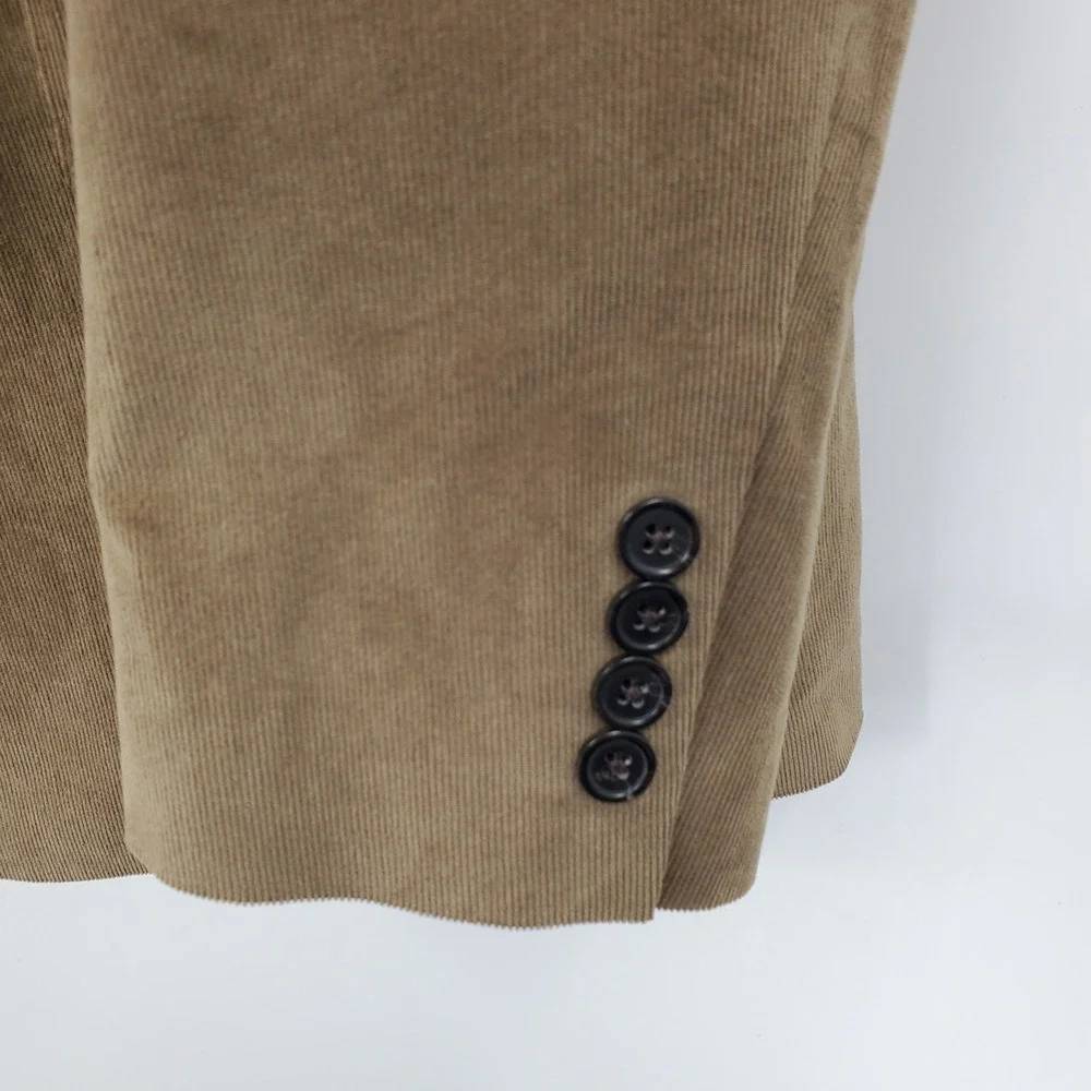Lauren Ralph Lauren 44L Corduroy Blazer Tan Brown Elbow Patches‎ Bulldog Lining